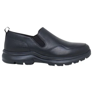 Mens Hush Puppies Alpe Black Pebble Leather Casual Shoes - Picture 1 of 7