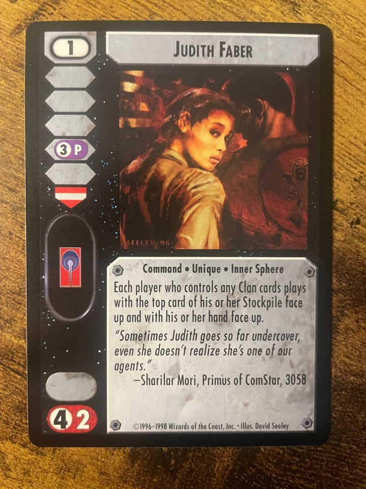 Battletech CCG TCG Card Game Rare Crusade Expansion Judith Faber - Image 1 of 1