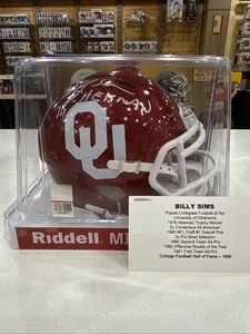 Billy Sims Autographed Oklahoma Sooners Mini Helmet - Picture 1 of 7