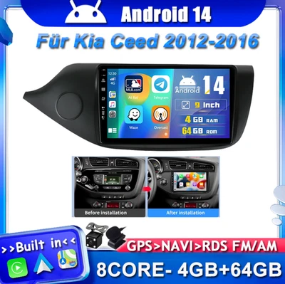 Für Kia Ceed JD 2012-2016 Autoradio Car Play Andorid 14 Navi GPS DAB+AHD 4G+64GB - Bild 1 von 4