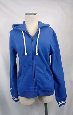 Mitchell & Ness Jacket Distressed-Women's Medium Blue Hoodie Jacket Full Zip - Image 1 of 4