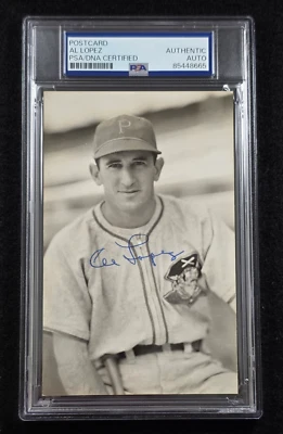 AL LOPEZ Signed Real Photo Postcard-HOF-PIRATES-CHICAGO WHITE SOX-PSA - Image 1 of 4
