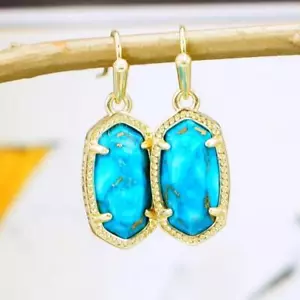 Nuevo con etiquetas Pendientes de Gota Pequeños de Bronce Turquesa Kendra Scott Lee Tono Dorado - Imagen 1 de 6
