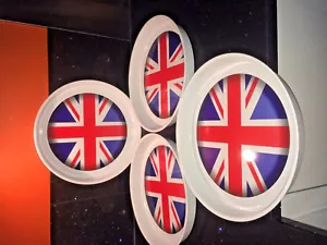 4 x Union Jack (Metal) Circular Trays - Rule Britannia! - Kings Coronation - Picture 1 of 2