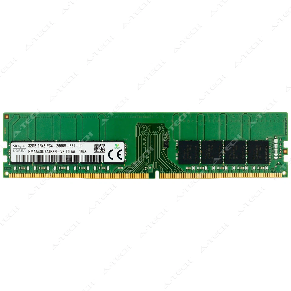 Hynix 32GB DDR4 2666MHz PC4-21300 ECC UDIMM Server Memory RAM (HMAA4GU7AJR8N-VK) - Image 1 of 2