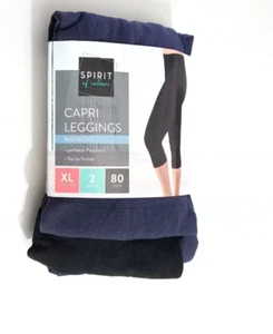 SPIRIT OF COLOURS 2 PAIRES DE CAPRI LEGGINGS (MI-MOLLETS) OPAQUE 80 DENIERS - Picture 1 of 13