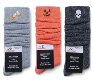 Women’s Halloween Candy Corn, Pumpkin and Skull Slouch Socks -Shoe Size 4-10 - Picture 1 of 4