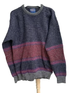 PENDLETON WoolSweater Size M Stripes Blue Long Sleeve Made In USA #Z2 - Picture 1 of 4
