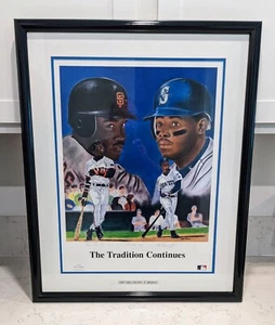 Barry Bonds And Ken Griffey Jr Signed 16x20 L.E. Litho Custom Framed COA - Picture 1 of 6