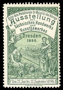 Germany Poster Stamp - 1896, Dresden - Saxon Arts & Crafts Exh. - Variety - Picture 1 of 1