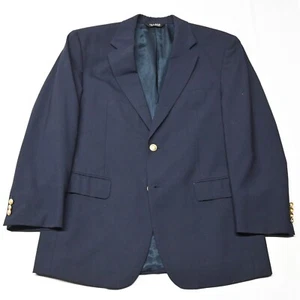Jos A Bank 42R Navy Blue Gold Button 100% Wool Blazer Jacket Sport Coat - Picture 1 of 12
