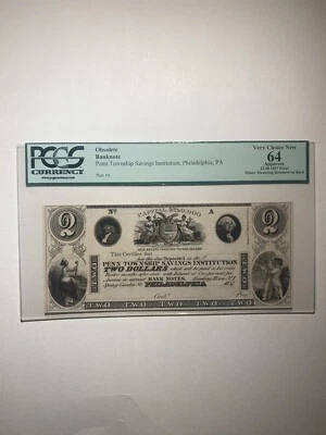 Penn Township Savings Institution Philadelphia PA $2 1837 Proof Apparent 64 - Image 1 of 2