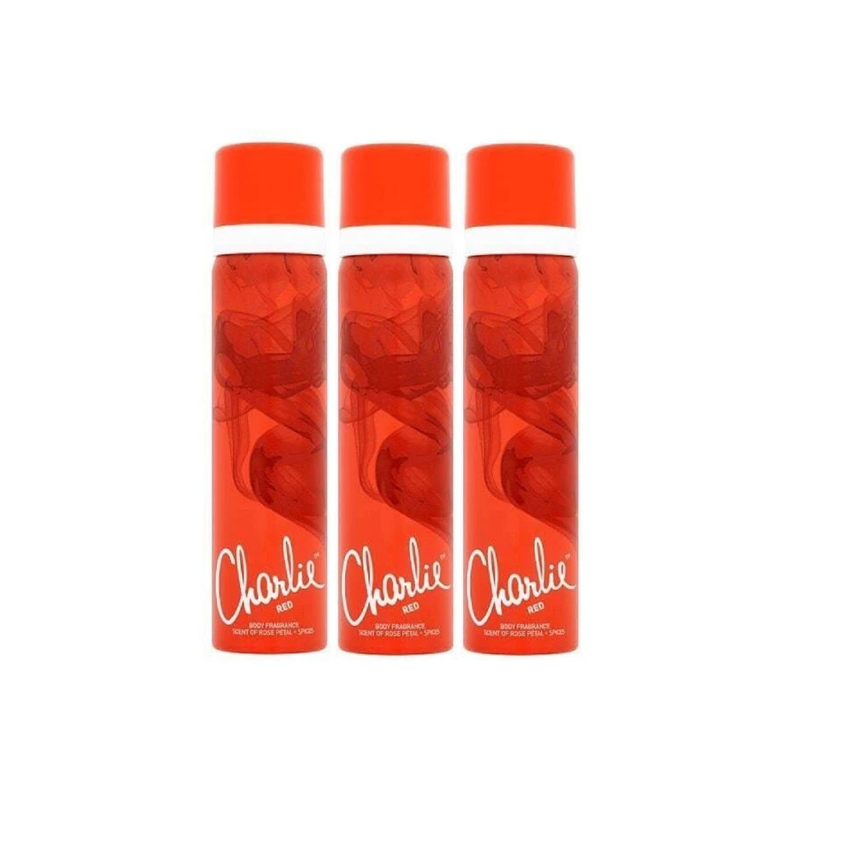 3 X CHARLIE BODY SPRAY RED 75ML
