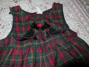 euc unknown brand red green plaid scotty dog applique dress girls 5 free ship US - Picture 1 of 2