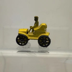 Vintage 1960s Miniature .8" Die Cast Metal Yellow Tractor / Old Timers Car Japan - Picture 1 of 13