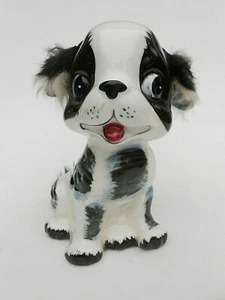  Vintage Ries Ceramic Puppy Dog Figurine w/ Applied Fur Made in Japan  - Picture 1 of 6