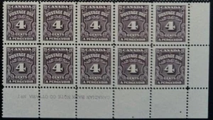 CANADA NO J17,  P#1, LR PLATE BLOCK,  VF MINT NH (KF630d) - Picture 1 of 1