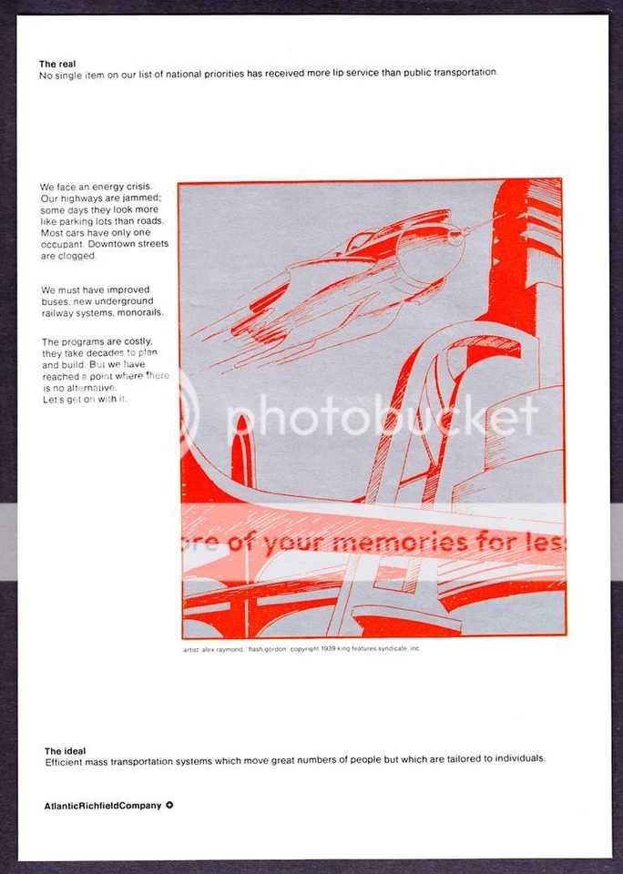 Alex Raymond 'Flash Gordon' 1973 cohete tinta plateada arte Atlantic Richfield anuncio Foto 1 de 1