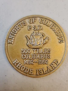 Ficha Medalla Caballeros de Colón 500 Aniversario 1492-1992 Rhode Island - Imagen 1 de 20