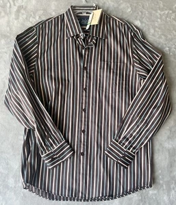 Tommy Bahama Indigo Palms Polo Shirt Long Sleeve SZ L Java Brown Sun Stripes NEW - Picture 1 of 7