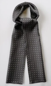 Silk twill scarf in grey & white spots 65" X 9" Pin fringe. Hand made in England - Picture 1 of 3