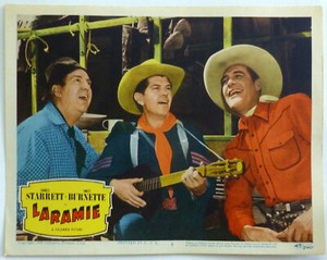 Western Charles Starrett 1940s Original Lobby Card Laramie Smiley Burnette