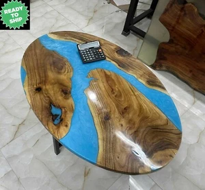 Epoxy Resin Dining Table Top Beach OvalTable Wooden Ocean Table Modern Furniture - Picture 1 of 4