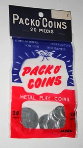 20 Piece Dime Store Toy Play Money Set Packo Coins 1960s Tin Japan NOS New MIP - Picture 1 of 4