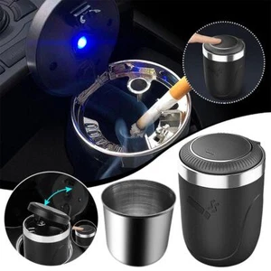 Auto Car Ashtray Cigarette Cup Ash Holder with Led Light Lid Portable' O1U5 - Foto 1 di 17