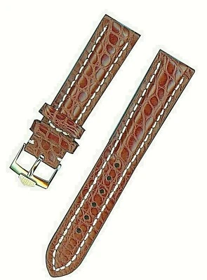 20mm GENUINE BROWN ALLIGATOR MB STRAP LEATHER LINED & GEN GOLD TAG HEUER BUCKLE - Image 1 of 4