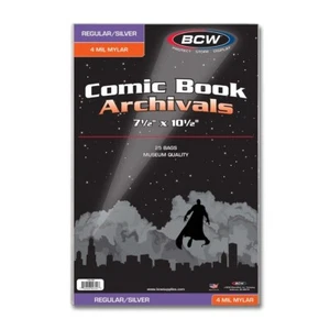 10 bolsas de archivos de Mylar de 4 mil de cómics de la Edad de Plata BCW - poliéster sin ácido - Imagen 1 de 1