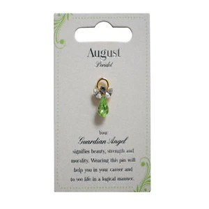 Guardian Angel August Birthstone Angel Pin With Gem Stone Sentimental Gift Idea - Picture 1 of 1