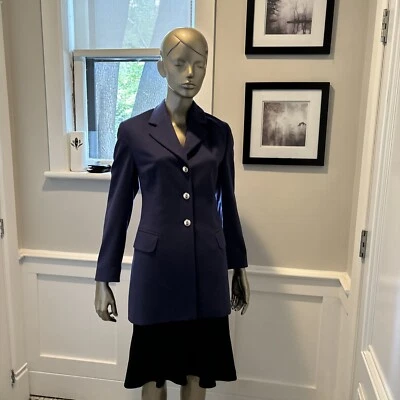 ESCADA CACHEMIRA MEZCLA PÚRPURA LARGO BLAZER ABRIGO BLAZER 40/10 BOTONES LATÓN Foto 1 de 4