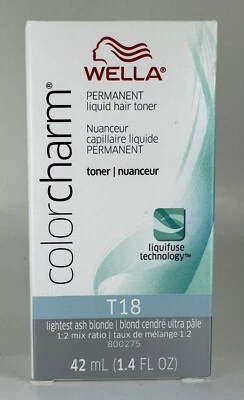 New! WELLA Color Charm Permanent Liquid Toner  T18 Lightest Ash Blonde Qty 6 - Image 1 of 4