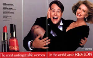 1990 Revlon Donna Dixon Dan Aykroyd Lipstick lips makeup 2-page MAGAZINE AD - Picture 1 of 1
