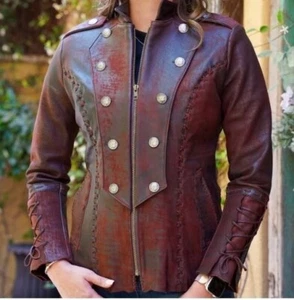 Tribe America 8 Geronimo Cognac Leather Jacket Cinch Back Indian Nickel, Zip - Picture 1 of 10