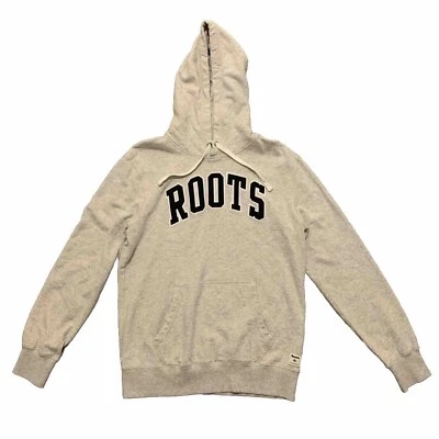 Roots Athletics Canada Draw String Hoodie Sz Small Gray White Spellout - Image 1 of 4