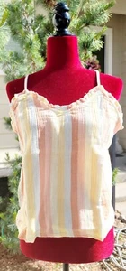 BRAND NEW A.N.A. WOMEN'S SWEETHEART NECK SLEEVELESS TANK TOP GENNA STRIPE SZ L - Picture 1 of 9