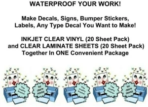 SCHÜTZEN SIE IHRE KUNSTWERKE!  INKJET 20er Pack KLAR VINYL + KLARE LAMINATFOLIE 20er Pack  - Bild 1 von 1