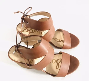 Sandalias Sam Edelman Valerie de tacón bloque para mujer talla 9 marrón con lazo al tobillo punta abierta - Imagen 1 de 10