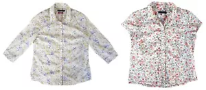 Sportscraft Liberty Women's Designer 100% Cotton White Floral Shirt Top x 2 - 14 - Photo 1 sur 16