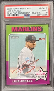 2024 Topps Heritage Luis Arraez Real One Auto Red Ink PSA 9 - Picture 1 of 2