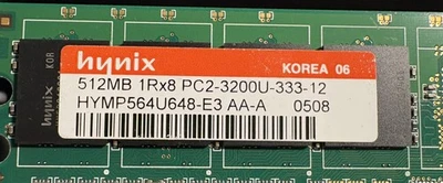 512 MB HYNIX RAM  1Rx8 PC2-3200U-333-12 HYMP564U64P8-E3 PC Memory - Image 1 of 4