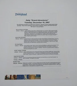 Vintage 2007 Hotels Of The Disneyland Resort Grand Adventures Flyer Dec 18 - Bild 1 von 8