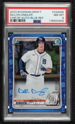 2020 Bowman Draft Chrome Picks Blue Refractor /150 Dillon Dingler PSA 8 Auto - Image 1 of 2