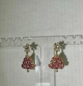 Ohrringe rosa Weihnachtsbaum Strass - Bild 1 von 1