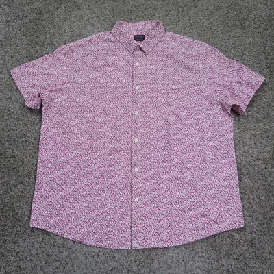 Camisa masculina UNTUCKit 2XL rosa Chaddsford Berry SS floral botão para cima náilon elástico - Imagem 1 de 4