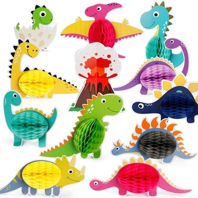 12 Pieces Dinosaur Party Honeycomb Centerpieces Table Decorations, Dinosaur Birt - Image 1 of 4