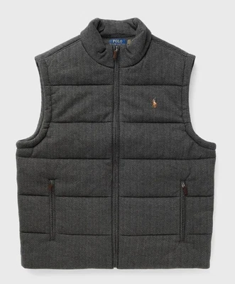 NWT Polo Ralph Lauren Big Tall Grey Black HERRINGBONE Cotton Quilted Puffer Vest - Image 1 of 4