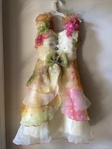 Richie House Los Angeles Princess Tiered Dress Beads/Ruffles/Bows/Hearts Sz 7/8 - Picture 1 of 15